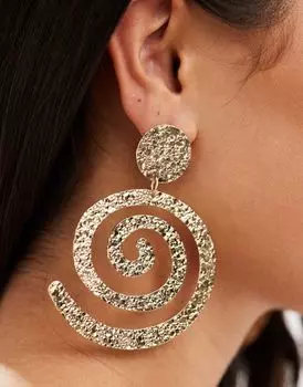 Золотые серьги-подвески с тиснением в виде завитков ASOS