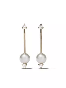 Золотые серьги Sea of Beauty с бриллиантами и жемчугом Mizuki, золотой