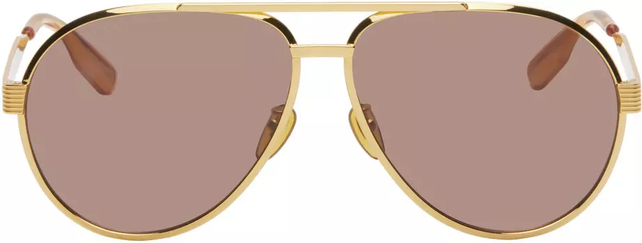 Золотые солнцезащитные очки-авиаторы Gucci, золотой/золотой/коричневый