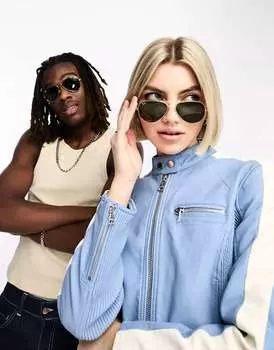 Золотые солнцезащитные очки-авиаторы Ray-Ban