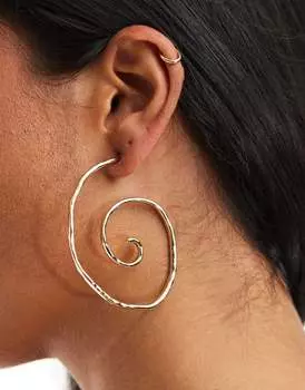 Золотые спиральные серьги-кольца ASOS DESIGN 66 мм