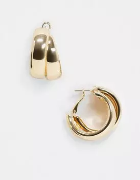 Золотые толстые серьги-кольца с крестом ASOS DESIGN