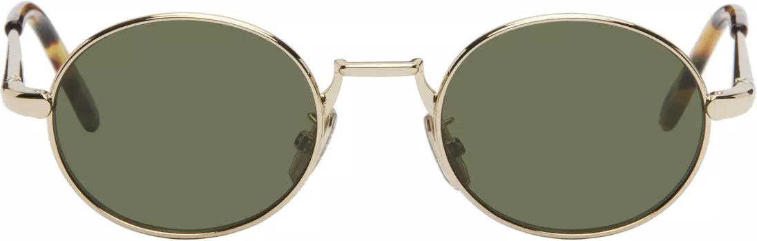 Золотые тонкие солнцезащитные очки LOEWE, золотой/коричневый