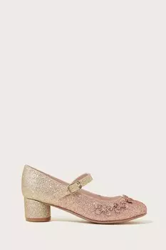 Золотые туфли на каблуке с штриховкой и бабочкой Monsoon, желтый