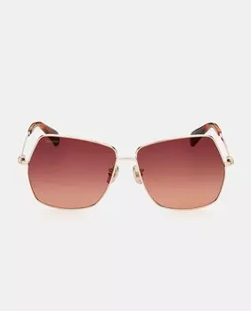 Золотые женские солнцезащитные очки с металлическим геометрическим рисунком Max Mara, золотой