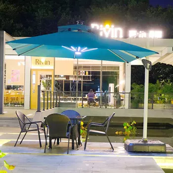 Зонт для двора Jingdian Guangnian, кремово-белый, круглый 3 метра (с резервуаром для воды на 260 катетов)