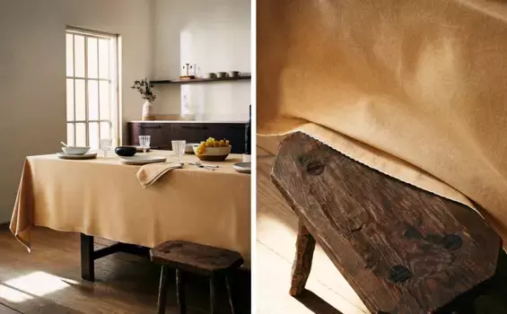 Зубчатая скатерть Zara Home, светло-бежевый