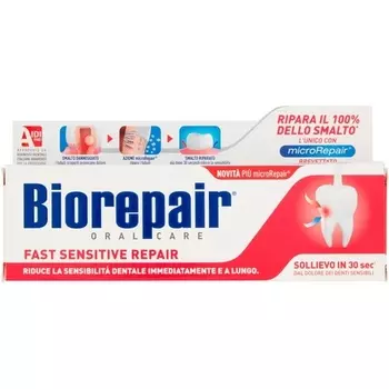Зубная паста Biorepair Fast Sensitive Repair с микровосстановлением, 2,5 унции, 75 мл, Vittleitaly