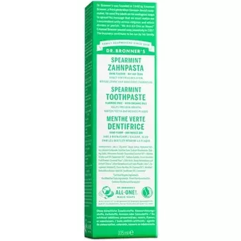 Зубная паста Dr Bronner'S All One с мятой и органическими ингредиентами, не содержащими фторидов, тюбик 105 мл, Dr. Bronner'S