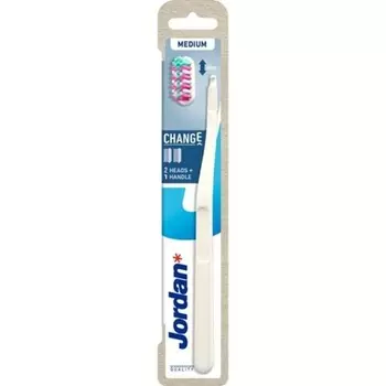 Зубная щетка Jordan Change среднего размера с 2 сменными насадками — разные цвета, Orkla