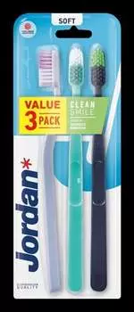Зубная щетка Jordan Clean Smile — мягкая, 1 упаковка-3 шт — микс цветов