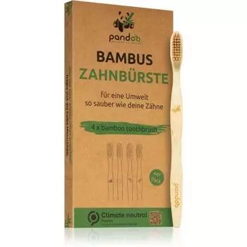 Зубная щетка Pandoo Bamboo, бамбуковая зубная щетка средней мягкости, 4 шт. Cupio