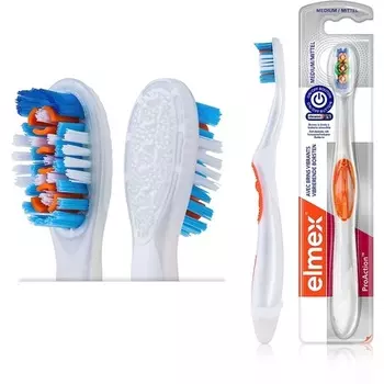 Зубная щетка Proaction Medium — ручная зубная щетка на батарейках с вибрирующей щетиной, Elmex