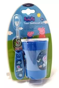 Зубная щетка с таймером+чашка, Пеппа, Синяя, Inna marka