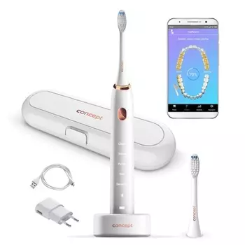 Зубная щетка Zk5000 Sonic с аппликацией Perfect Smile и дорожным футляром для зарядки, белая, Concept