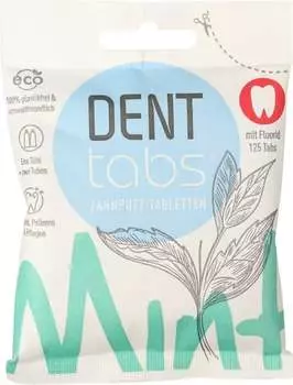Зубные таблетки со стевией и фтором со вкусом мяты, 125 таблеток Denttabs