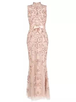 Zuhair Murad декорированное платье с высоким воротником, розовый