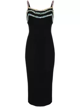 Zuhair Murad платье миди с кристаллами, черный