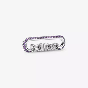 Звено для браслета Pandora ME Limited Edition Styling Believe Word, серебро/фиолетовый