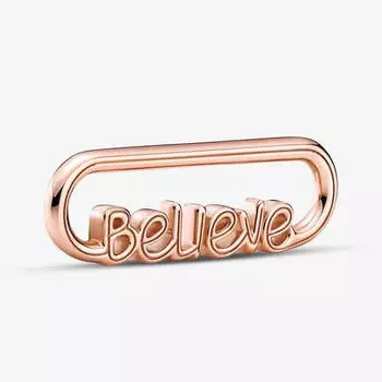 Звено для браслета Pandora ME Styling Believe Word, розовое золото