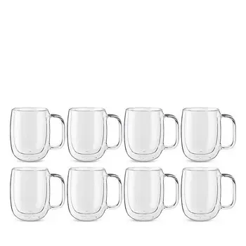 Zwilling J.A. Стеклянные кружки для кофе Henckels Sorrento Plus, набор из 8 шт, белый