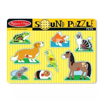 Звуковой пазл Melissa & Doug Pets - пазл с деревянными колышками и звуковыми эффектами (8 шт.), мультиколор