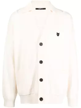 Zzero By Songzio кардиган с V-образным вырезом и логотипом, нейтральный цвет