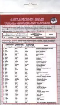 Английский язык. Неправильные глаголы. Шпаргалка
