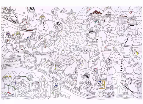 Большая раскраска по цифрам «Новогодняя сказка». 90х60 см
