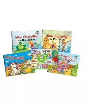 Читаем вместе. Сборник сказок. Уровень 1 (CD+4 книги: Щенок Боб, Гусеница Алина, Бабочка Алина и ее картина, Бабочка Алина в саду)