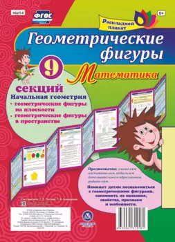 Геометрические фигуры. Математика. Начальная геометрия. Геометрические фигуры на плоскости. Геометрические фигуры в пространстве. Расладной плакат