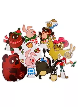 Комплект вырубных мини-плакатов. Герои сказки "Винни Пух" (8 видов)