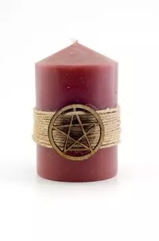 Коричневая магическая свеча с пентаграммой