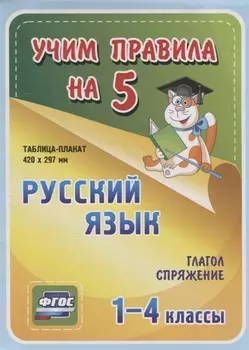 Русский язык. Глагол. Спряжение. 1-4 классы Таблица-плакат