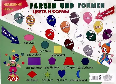 Учебный плакат. Немецкий язык. Цвета и формы. (Формат А2)