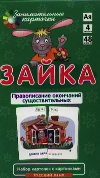 Занимательные карточки. Зайка. Правописание окончаний существительных. Штец А.А.