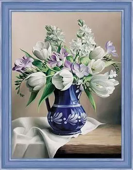 Алмазная вышивка «Белые тюльпаны»