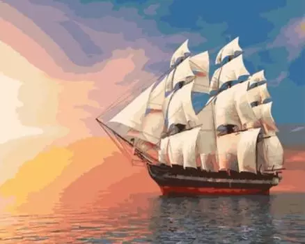 Алмазная вышивка «Бригантина на закате»