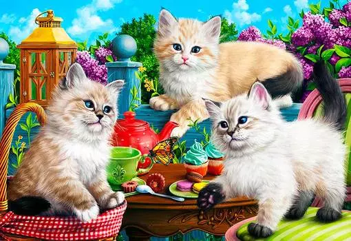 Алмазная вышивка «Чаепитие котят»