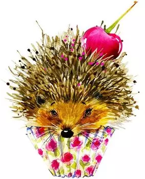 Алмазная вышивка «Ежик с вишенкой»