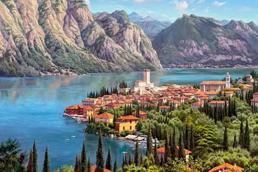 Алмазная вышивка «Городок у моря»