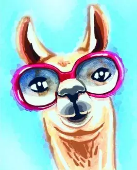 Алмазная вышивка «Лама в розовых очках»