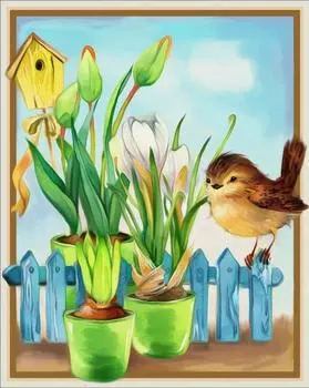 Алмазная вышивка «Любопытный воробушек»