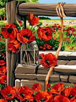 Алмазная вышивка «Маки у колодца»