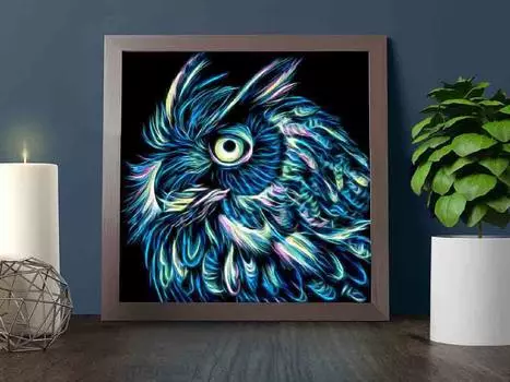 Алмазная вышивка «Неоновый филин»