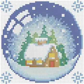 Алмазная вышивка «Новогодний шарик с домиком»