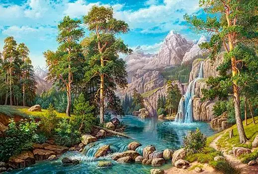 Алмазная вышивка «Пейзаж с водопадом»