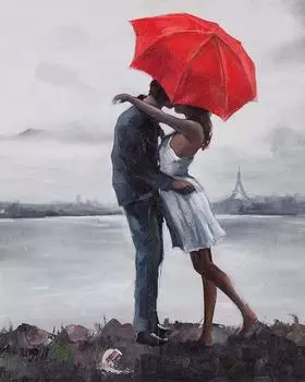 Алмазная вышивка «Поцелуй под зонтом»