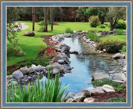 Алмазная вышивка «Ручей в саду»