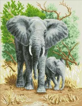 Алмазная вышивка «Слоны»